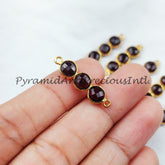 Garnet Connectors, Faceted Garnet Double Bail Connectors, 14K Gold Plated Connector, Red Garnet Charm Connector, Sold By Piece